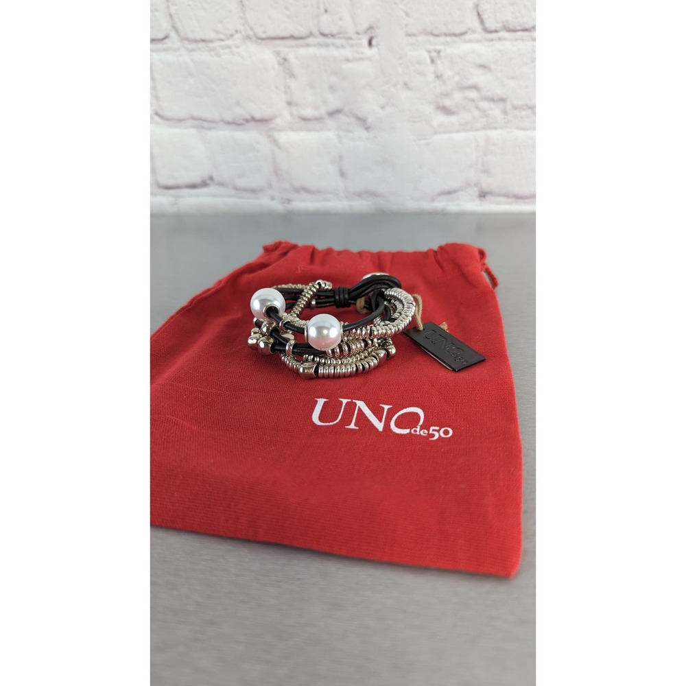 NWT Uno de 50 Orion Silver Brown Cord Bracelet MSRP $170